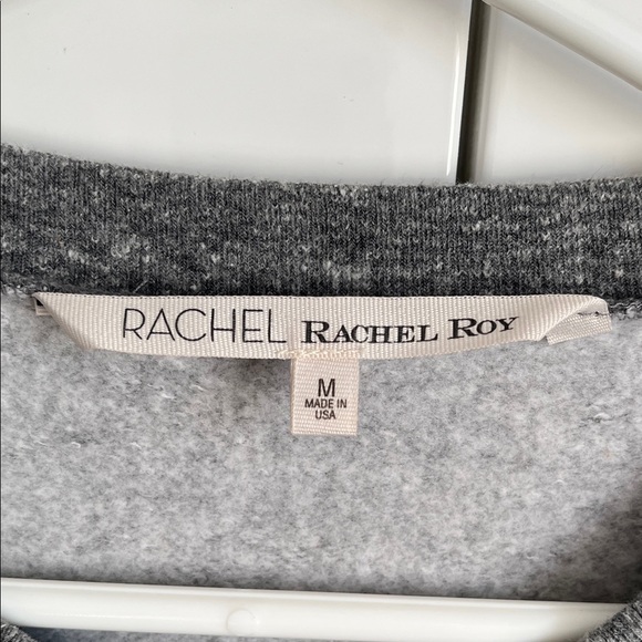 RACHEL ROY Gray Sweatshirt with Ruffle Sleeves and Pearl Accent, Size M - Picture 5 of 10